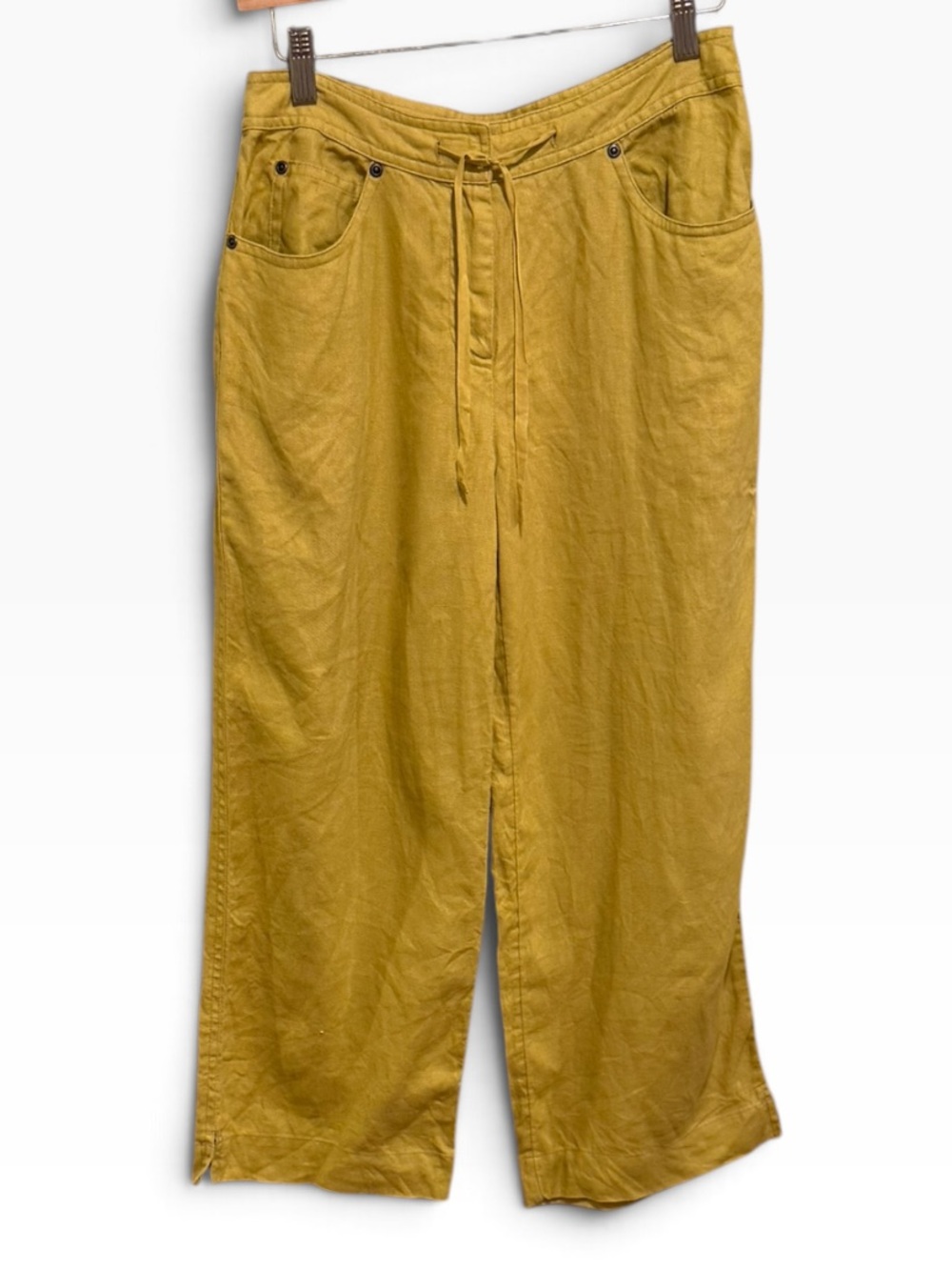 J. Jill Mustard Yellow 100% Linen Drawstring Chinos